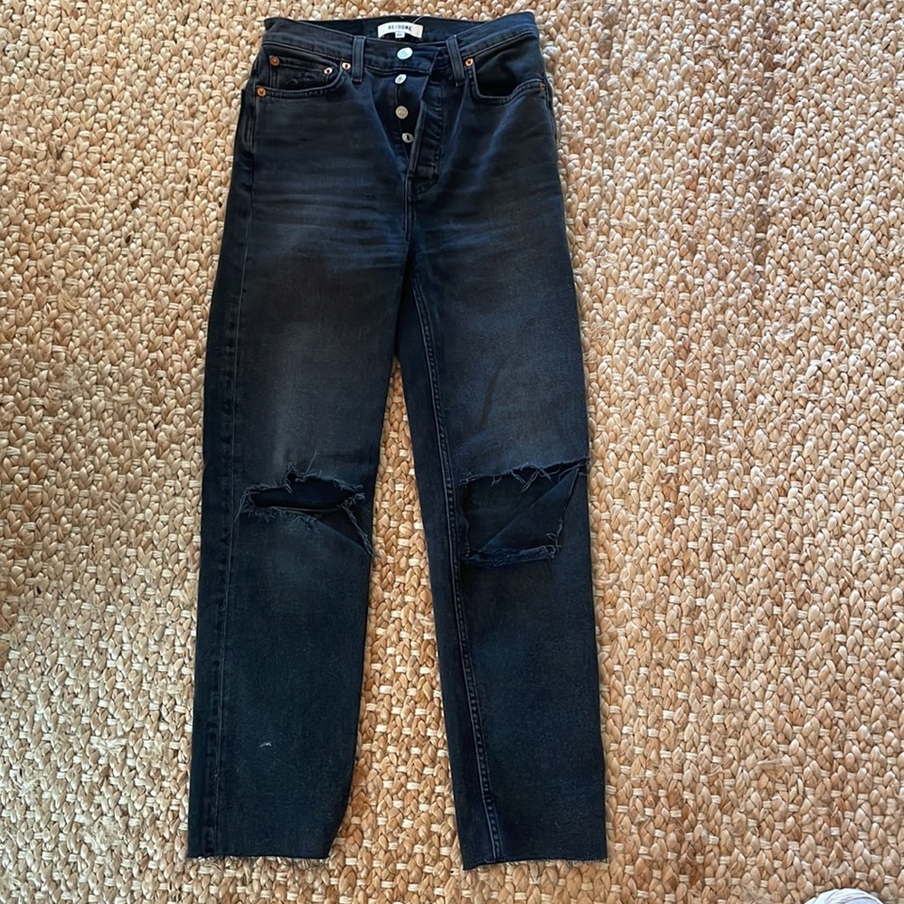 Re/done straight leg black wash jeans size 26 - Picture 2 of 6